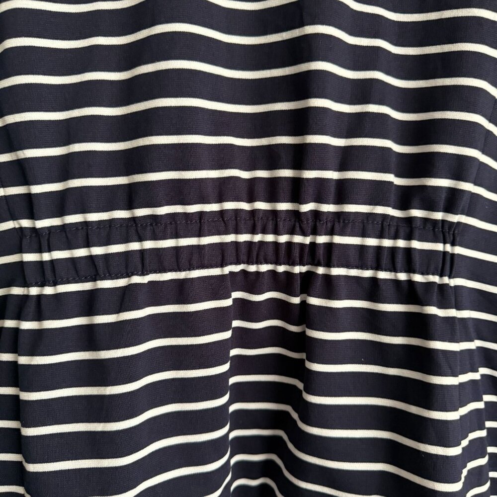 Coldwater Creek Navy White Striped Sleeveless Zip-Up Vest High Collar Cinched XL - Picture 4 of 10